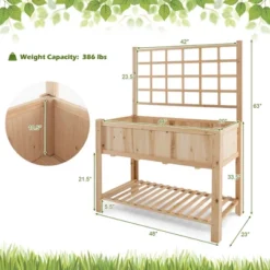 Costway Raised Garden Bed Elevated Wooden Planter Box With Trellis & Open Storage Shelf -Outdoor Deals Garden Store GUEST 2293e8bc f752 4ab9 af87 73165a78b823
