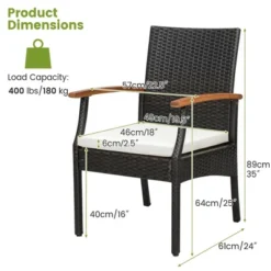 Costway 5 PCS Patio Rattan Dining Set Acacia Wood Table 4 Wicker Chairs With Umbrella Hole -Outdoor Deals Garden Store GUEST 235c0484 d5dd 4e56 b348 2b1a24cf2a22