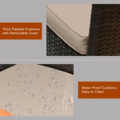 Costway 9PCS Patio Rattan Dining Set 8 Chairs Cushioned Acacia Table Top -Outdoor Deals Garden Store GUEST 243bdf23 9c7d 4892 ac6c f5992e31c27e