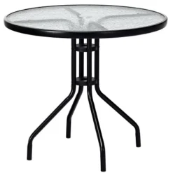 Costway 32''Outdoor Patio Round Table Tempered Glass Top -Outdoor Deals Garden Store GUEST 24b98711 2bc6 4447 9b61 d214b8365bd9