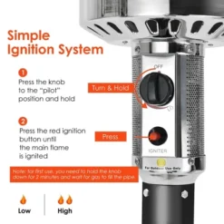 Costway 48000 BTU Propane Patio Heater Standing LP Gas Steel W/ Wheels Black -Outdoor Deals Garden Store GUEST 254c108c 8182 48f7 9dcf d2304662a8a6