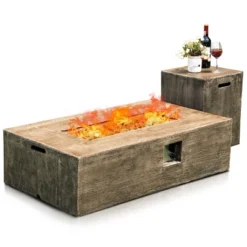 Costway 48''x27'' 50,000 BTU Propane Fire Pit Table Set W/ Side Table Tank Storage & Cover -Outdoor Deals Garden Store GUEST 25d2cf65 4548 4d1c acc4 9694e7e8fc63