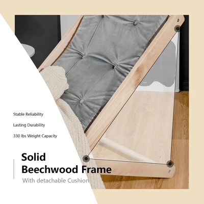 Costway Set Of 2 Foldable Wood Sling Beech Chairs W/ 3 Adjustable Positions&Free Cushion 4 Costway Set Of 2 Foldable Wood Sling Beech Chairs W/ 3 Adjustable Positions&Free Cushion - Image 4