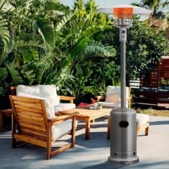 Costway 50000 BTU Propane Patio Heater Standing LP Gas Steel W/ Wheels Grey -Outdoor Deals Garden Store GUEST 264178c8 0174 4ae5 95d3 ead998b4259b