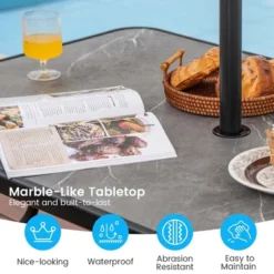 Costway Patio Rectangle Dining Table 49'' X 29.5'' Marble-Like Tabletop With Umbrella Hole 13 Costway Patio Rectangle Dining Table 49'' X 29.5'' Marble-Like Tabletop With Umbrella Hole -Outdoor Deals Garden Store GUEST 264e027f e11f 41d8 a991 d9562fd49f39