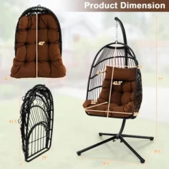 Costway Patio Hanging Egg Chair With Stand Waterproof Cover Folding Basket Cushion GreyBrown 13 Costway Patio Hanging Egg Chair With Stand Waterproof Cover Folding Basket Cushion GreyBrown -Outdoor Deals Garden Store GUEST 276f4c14 6cec 4be0 9935 d0b27202f00d