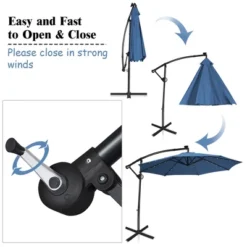 Costway 10FT Patio Offset Umbrella Solar Powered LED 360Degree Rotation Aluminum Blue -Outdoor Deals Garden Store GUEST 282e2039 3898 4905 bb8a 628a07d0c024