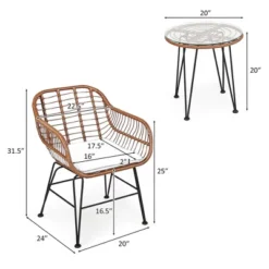 Costway 3PCS Patio Rattan Bistro Set Coffee Table Armchair Garden -Outdoor Deals Garden Store GUEST 28420e65 9721 4d4c beb1 ff1f2d00d32c