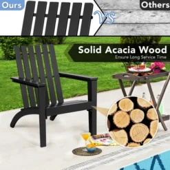 Costway Patio Adirondack Chair Acacia Wood Lounge Armrest Garden Deck WhiteBlackGray -Outdoor Deals Garden Store GUEST 293d763e dd8a 451f b5b5 fdf66cb80006
