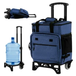 Costway 50-Can 3-in-1 Insulated Rolling Cooler With Adjustable Handle & Bottom Plate Blue/Grey -Outdoor Deals Garden Store GUEST 2943366c 5ade 41fd 9d15 93a6a7c9a5d8