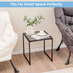 Costway Patio Side Table Outdoor 17'' Tempered Glass End Coffee Table For Porch Garden 12 Costway Patio Side Table Outdoor 17'' Tempered Glass End Coffee Table For Porch Garden -Outdoor Deals Garden Store GUEST 29d7df6b 8844 46dd b049 2c552c0dd56a