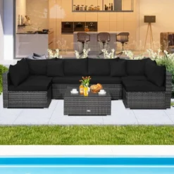 Costway 7PCS Patio Rattan Furniture Set Sectional Sofa Cushioned Garden -Outdoor Deals Garden Store GUEST 2a053138 0749 4a34 b43f 63dadc389692