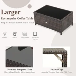 Costway 2PCS Patio Rattan Wicker Love-seat Coffee Table Set Cushioned Bench Garden Deck -Outdoor Deals Garden Store GUEST 2a46295d 2225 42d5 b183 272010fbc091