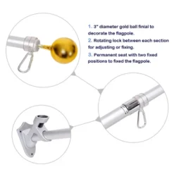 Costway American Flag Kit Wall Mount 5 Ft Spinning Pole 3'x5' US Flag Gold Ball Aluminum 14 Costway American Flag Kit Wall Mount 5 Ft Spinning Pole 3'x5' US Flag Gold Ball Aluminum -Outdoor Deals Garden Store GUEST 2add8923 1996 454f 80c8 7f2958ca6c9d
