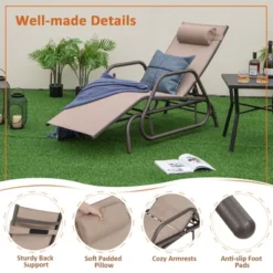 Costway 2PCS Patio Chaise Lounge Glider Recliner Chair Adjustable Sturdy Frame Outdoor -Outdoor Deals Garden Store GUEST 2ade4c49 921b 450c 932c 6a2632b1d2e2