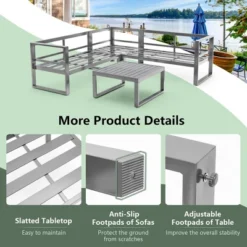 Costway 4PCS Patio Furniture Set Aluminum Frame Loveseat Coffee Table Cushions Deck Grey -Outdoor Deals Garden Store GUEST 2ae4764c 0b7b 4205 a7cc 405bdf398e03