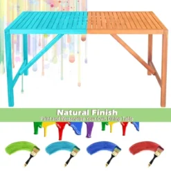 Costway Patio Rectangular Acacia Wood Dining Table 4-6 Person Outdoor 2'' Umbrella Hole -Outdoor Deals Garden Store GUEST 2b14ed74 05f8 4fbc a71b ff83135cc6fe