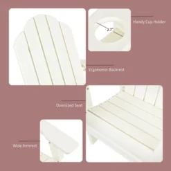 Costway 3PCS Patio Adirondack Chair & Side Table Set Weather Resistant W/ Cup Holder -Outdoor Deals Garden Store GUEST 2bd5cab2 ddce 4e64 9c12 9520c0296744