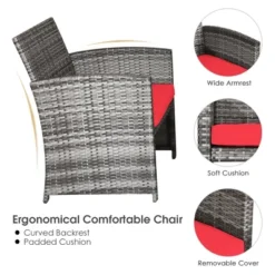 Costway 4PCS Patio Rattan Furniture Set Conversation Glass Table Top Cushioned TurquoiseRed -Outdoor Deals Garden Store GUEST 2bd650f8 ed19 4496 a0ee 9f715877da7d