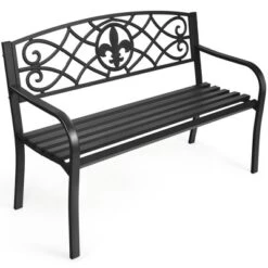 Costway Patio Garden Bench Park Yard Outdoor Furniture Steel Slats Porch Chair Seat -Outdoor Deals Garden Store GUEST 2bdb729e 7021 4848 b0e6 15f33d875776