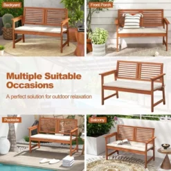 Costway Patio Bench Outdoor Solid Wood Loveseat Chair With Backrest & Cushion Porch Garden 14 Costway Patio Bench Outdoor Solid Wood Loveseat Chair With Backrest & Cushion Porch Garden -Outdoor Deals Garden Store GUEST 2c02558b 7344 4f5c 9b9e 6dec7e05ffad
