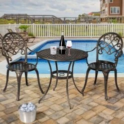 Costway 3PCS Patio Dining Set Aluminum Bistro Attached Removable Ice Bucket -Outdoor Deals Garden Store GUEST 2c5647a3 c431 49d3 996c a19dc7eeea4c