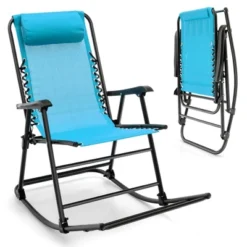 Costway Folding Zero Gravity Rocking Chair Outdoor Patio Headrest Turquoise Grey -Outdoor Deals Garden Store GUEST 2c67502c 661f 44cb a902 1ffe44342b7f
