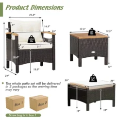 Costway 5PCS Patio Rattan Furniture Set Sofa Ottoman Cushioned Table W/Wood Top -Outdoor Deals Garden Store GUEST 2c85dfa2 d2f5 4576 83d0 8aa7bb1a23b6