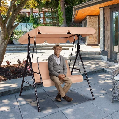 Costway Loveseat Patio Canopy Swing Glider Hammock Cushioned Steel Frame Outdoor 3 Costway Loveseat Patio Canopy Swing Glider Hammock Cushioned Steel Frame Outdoor - Image 3