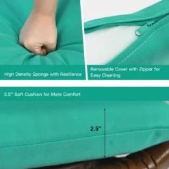 Costway 3PCS Patio Rattan Bistro Set Cushioned Chair Glass Table Deck WhiteTurquoise -Outdoor Deals Garden Store GUEST 2cd2ce16 88c2 4789 8413 65f6268b2b97