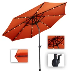 Costway 10FT Patio Solar Umbrella LED Patio Market Steel Tilt W/Crank Outdoor OrangeBlue New -Outdoor Deals Garden Store GUEST 2d3667c3 8cd3 4ae0 adbb 08f05acc2132