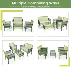Costway 4PCS/8PCS Patio Round Wicker Conversation Set With Cushions Tempered Glass Side Table 17 Costway 4PCS/8PCS Patio Round Wicker Conversation Set With Cushions Tempered Glass Side Table -Outdoor Deals Garden Store GUEST 2d899054 af04 4363 8396 70eaa0633480