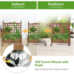 Costway 32in Wood Planter Box W/Trellis Mobile Raised Bed For Climbing Plant -Outdoor Deals Garden Store GUEST 2daf3afc cd26 4959 b8ec 50842cb6900f