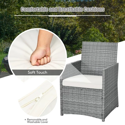 Costway 3PCS Patio Rattan Furniture Set Cushioned Sofa Armrest Garden WhiteRedNavyTurquoise 7 Costway 3PCS Patio Rattan Furniture Set Cushioned Sofa Armrest Garden WhiteRedNavyTurquoise - Image 7