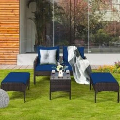 Costway 5 PCS Patio Rattan Wicker Furniture Set Sofa Ottoman Coffee Table Cushioned 18 Costway 5 PCS Patio Rattan Wicker Furniture Set Sofa Ottoman Coffee Table Cushioned -Outdoor Deals Garden Store GUEST 2ee4b46d e3fc 4710 ab66 7bae09442790