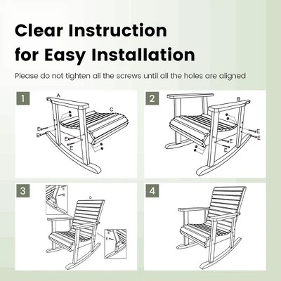 Costway Patio Wooden Rocking Chair High Back Fir Wood Armchair Natural Garden Yard 5 Costway Patio Wooden Rocking Chair High Back Fir Wood Armchair Natural Garden Yard - Image 5