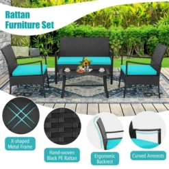 Costway 4PCS Patio Wicker Furniture Set Cushioned Chairs& Loveseat With Coffee Table Garden 10 Costway 4PCS Patio Wicker Furniture Set Cushioned Chairs& Loveseat With Coffee Table Garden -Outdoor Deals Garden Store GUEST 2f2ed657 ebdf 401c 9aef bfd48a0eaaf6