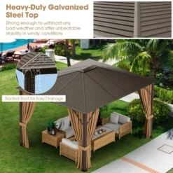 Costway 12' X 10' Patio Hardtop Gazebo W/ Galvanized Steel Top Aluminum Frame Outdoor -Outdoor Deals Garden Store GUEST 2f4164a1 b191 4b27 9855 a4692684e6e0