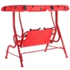 Costway Kids Patio Swing Chair Children Porch Bench Canopy 2 Person Yard Furniture Red