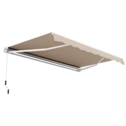 Costway Retractable Patio Awning Aluminum Deck Sunshade Shelter Outdoor Beige -Outdoor Deals Garden Store GUEST 2fb3ec29 2bb9 4233 ac62 3deb3192cc15