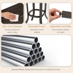 Costway Patio 3pcs Swivel Bar Height Bistro Set Cushioned Table Stools Furniture Outdoor -Outdoor Deals Garden Store GUEST 301cbe9b e964 4335 83e5 d4e2f1ea2406