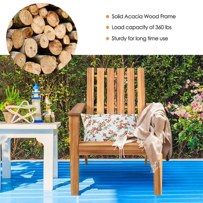 Costway 4PCS Outdoor Wooden Adirondack Chair Patio Lounge Chair W/ Armrest Natural 6 Costway 4PCS Outdoor Wooden Adirondack Chair Patio Lounge Chair W/ Armrest Natural - Image 6