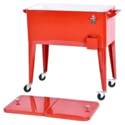 Costway Red Outdoor Patio 80 Quart Cooler Cart Ice Beer Beverage Chest Party Portable -Outdoor Deals Garden Store GUEST 30768bd5 6246 4699 aff5 c574bcb4df7c