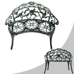 Costway Patio Garden Bench Chair Style Porch Cast Aluminum Outdoor Rose Antique Green -Outdoor Deals Garden Store GUEST 31be08da 0536 486c b267 d602920b9460