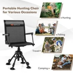 Costway Swivel Hunting Chair W/4 360°Adjustable Legs Folding Silent Swivel Blind Chair -Outdoor Deals Garden Store GUEST 32632037 d9b1 4c42 84ce aeeecf7251aa