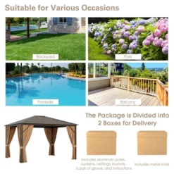 Costway 12' X 10' Patio Hardtop Gazebo W/ Galvanized Steel Top Aluminum Frame Outdoor -Outdoor Deals Garden Store GUEST 33405ccf d6e0 4205 8b6a caac62897220