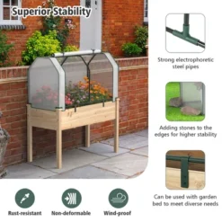 Costway Raised Garden Bed With Dual Zipper Door Greenhouse For Patios And Backyards Grey/Natural -Outdoor Deals Garden Store GUEST 3397da44 bea3 4730 b09b 5be4eae27344