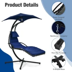 Costway Costway Patio Hanging Lounge Chaise Hammock Chair Removable Canopy Grey/Navy/Turquoise 16 Costway Costway Patio Hanging Lounge Chaise Hammock Chair Removable Canopy Grey/Navy/Turquoise -Outdoor Deals Garden Store GUEST 341116f6 d90f 4f26 b2e0 ecabb871e57e