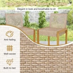 Costway Set Of 4 Patio Wood Barstools Rattan Bar Height Chairs With Backrest Porch Balcony 11 Costway Set Of 4 Patio Wood Barstools Rattan Bar Height Chairs With Backrest Porch Balcony -Outdoor Deals Garden Store GUEST 34419790 0354 4b93 8735 24146a5622a6