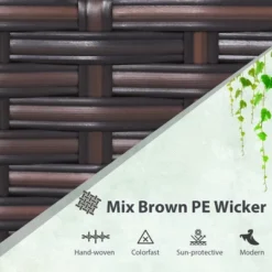 Costway 3PCS Patio Wicker Furniture Set With Beige & Navy Cushion Covers Balcony -Outdoor Deals Garden Store GUEST 3513d128 7dda 406f 9d3f 99ead93939f7